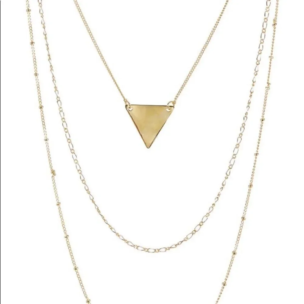 Sterling Forever Triple Chain Layered Triangle
